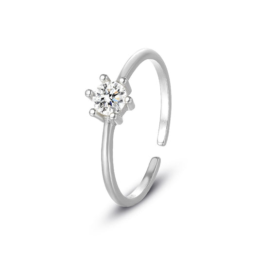 925 Sterling Silver Zircon Fashion Open Ring
