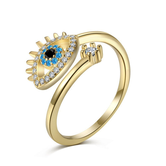 925 Sterling Silver Evil Eye Fashion Adjustable Ring