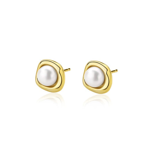 925 Sterling Silver Natural Pearl Earrings Fashion Jewelry Gift for Women Girl