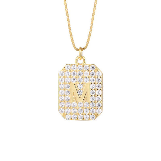 925 Sterling Silver Letter M Initial Pendant Necklace