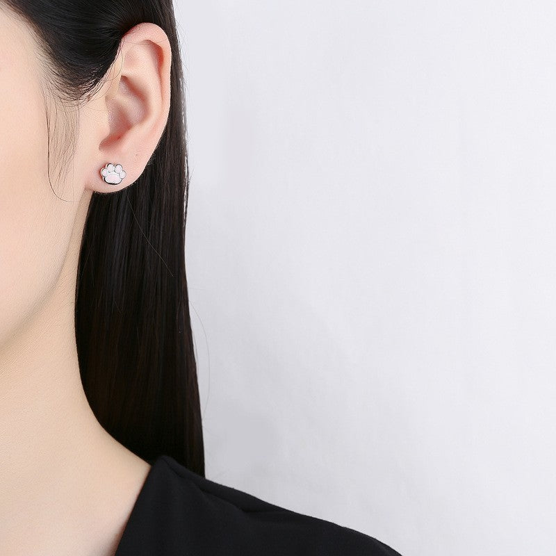 925 Sterling Silver Paw Screw Back Stud Earrings