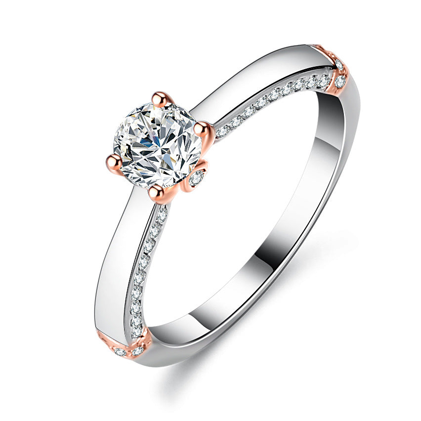 925 Sterling Silver Elegant  Zircon Fashion Engagement Ring
