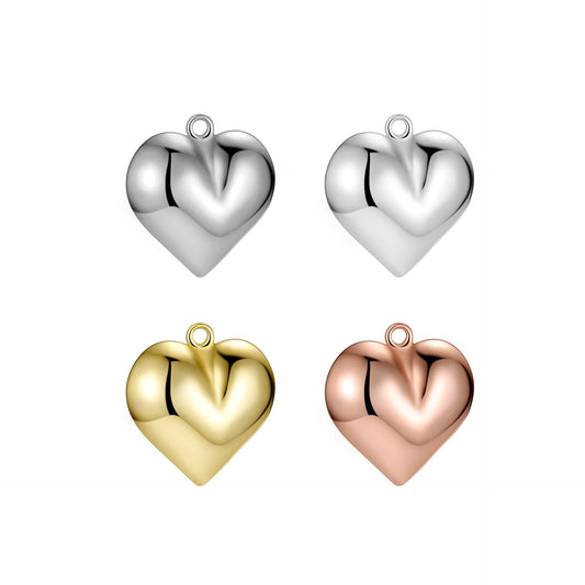 925 Sterling Silver Charm Hollow Heart For Jewelry DIY