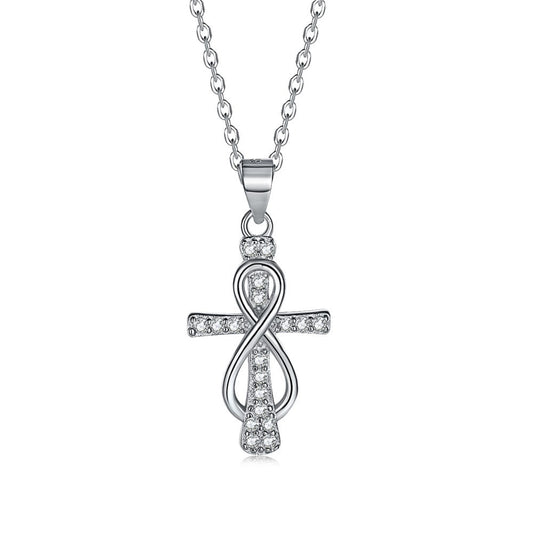 925 Sterling Silver Cross Infinity Necklace