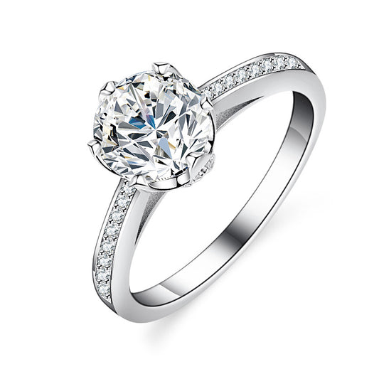 925 Sterling Silver Elegant  Zircon Fashion Engagement Ring