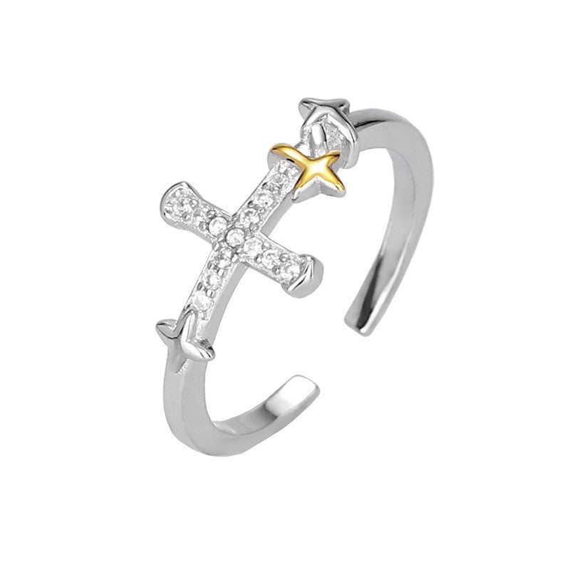 925 Sterling Silver Cross Fashion Ring