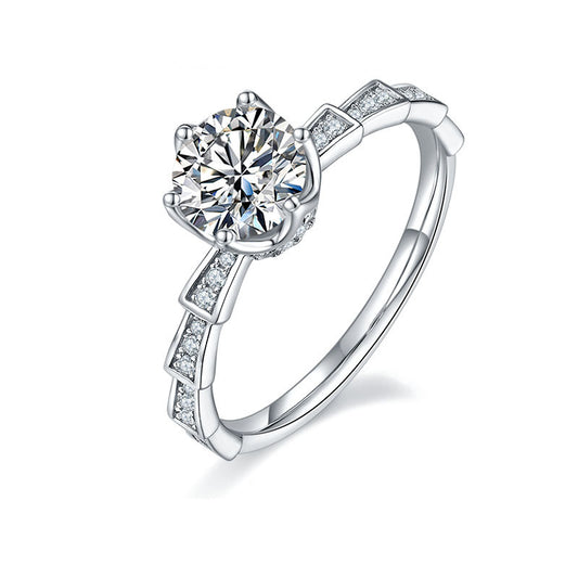 925 Sterling Silver Elegant  Zircon Fashion Engagement Ring