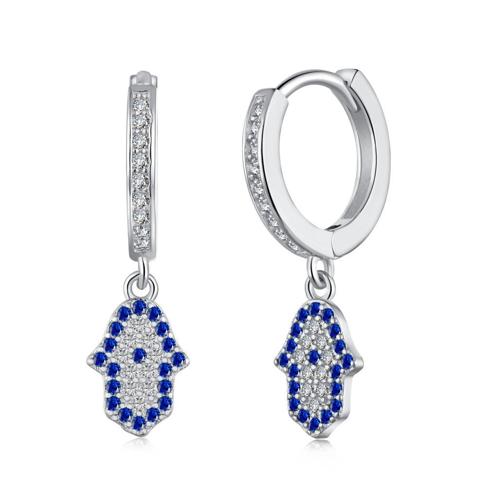 925 Sterling Silver Hamsa Hoop Fashion Earrings