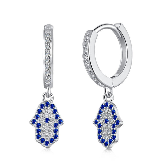 925 Sterling Silver Hamsa Hoop Fashion Earrings
