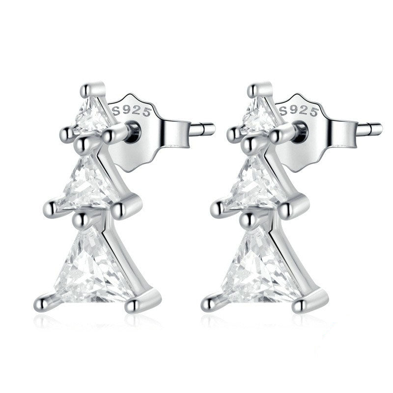 925 Sterling Silver Christmas Tree Fashion Earrings