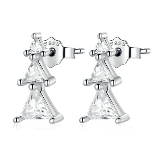 925 Sterling Silver Christmas Tree Fashion Earrings