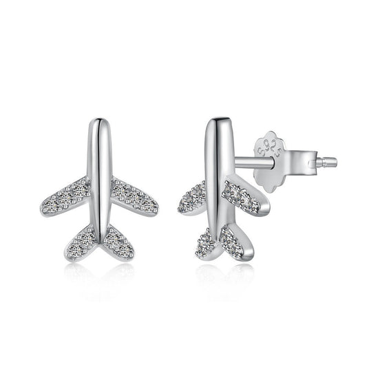925 Sterling Silver Airplane Fashion Earrings