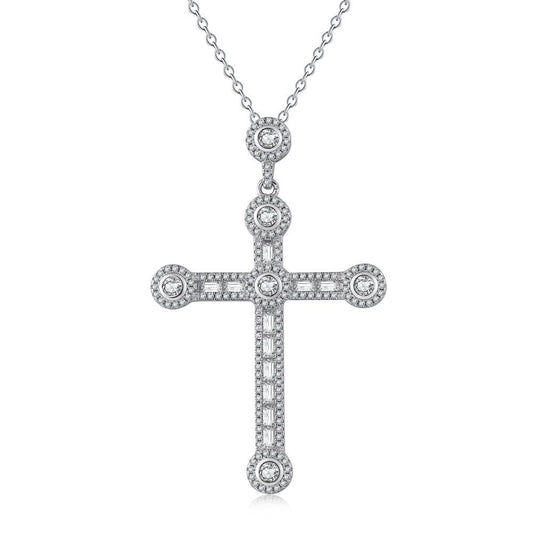 Collar con colgante de cruz de plata de ley 925