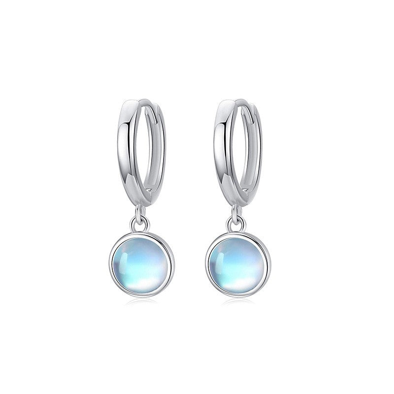 925 Sterling Silver Moonstone Huggie Earrings