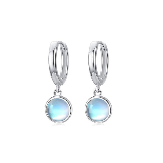 925 Sterling Silver Moonstone Huggie Earrings