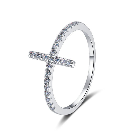 925 Sterling Silver Elegant Cross Fashion Ring