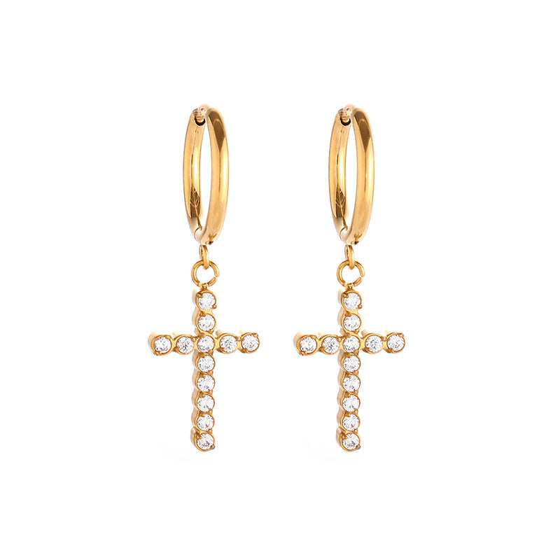 Stainless Steel Jewelry Fashion Cross Earrings