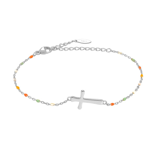 Pulsera de moda con cruz de plata de ley 925
