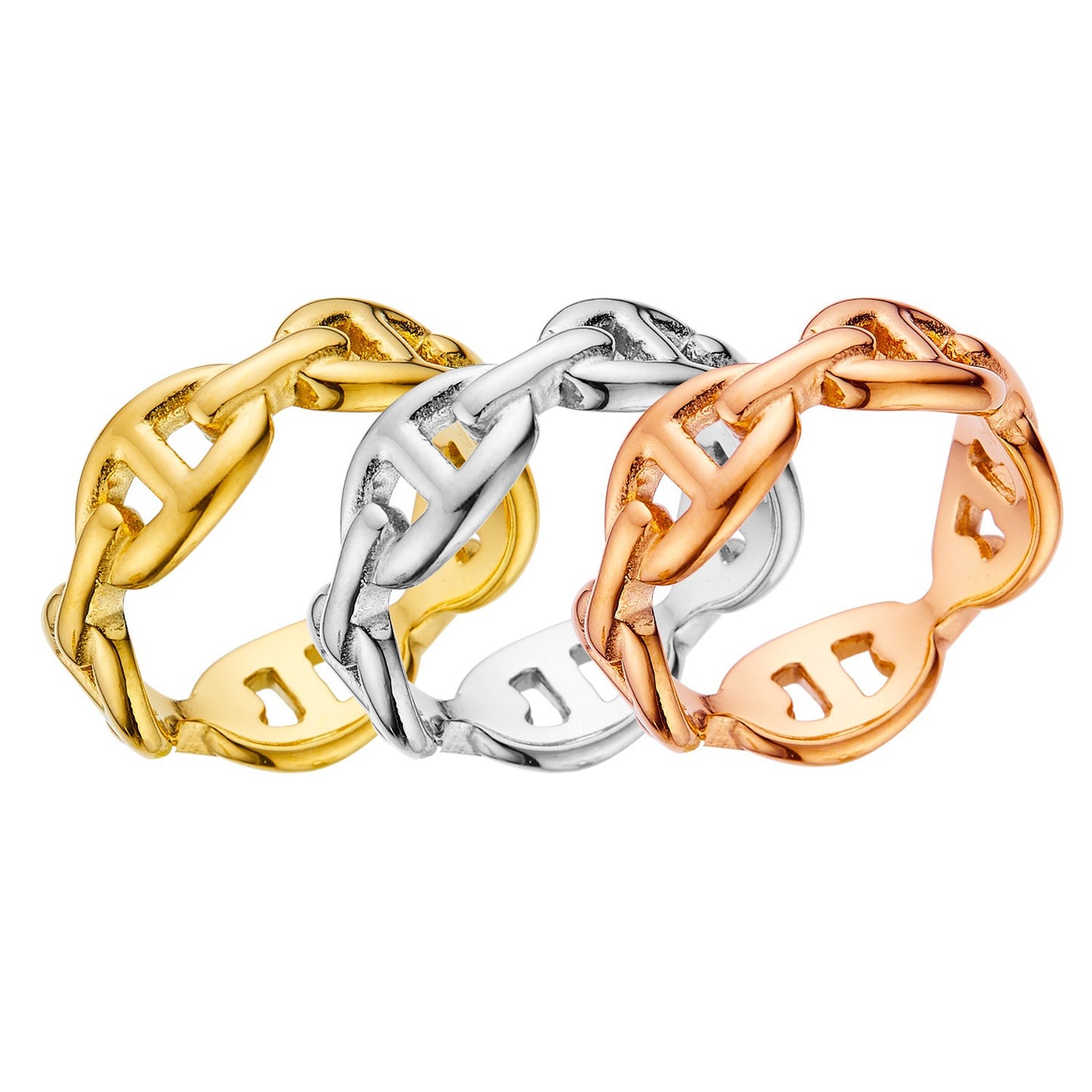 Stainless Steel Marina Chain H Fashion Ring