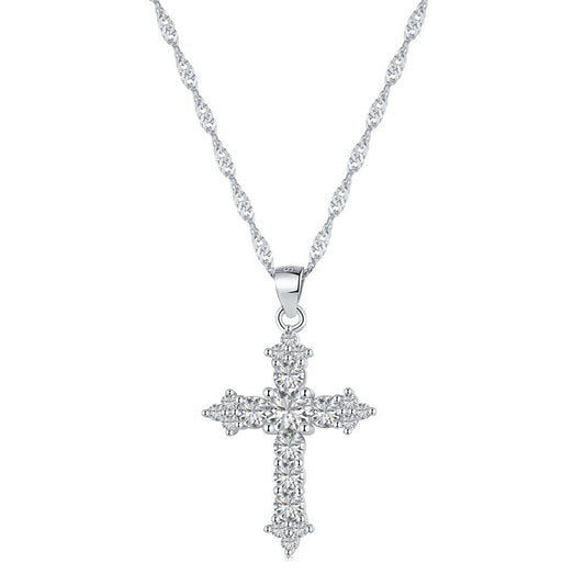 Collar con colgante de cruz de plata de ley 925