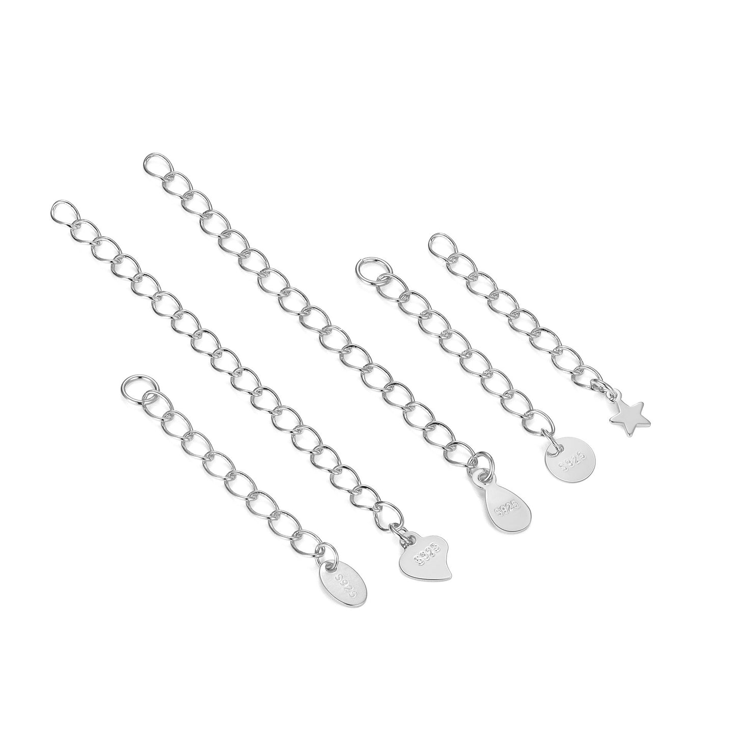 925 Sterling Silver Adjustable Extension Chain 3mm 5mm For Jewelry DIY