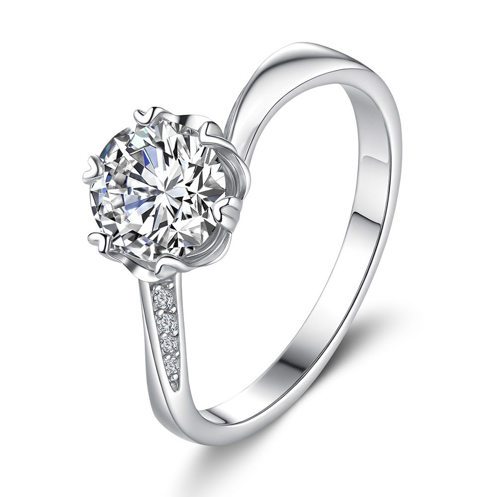 925 Sterling Silver Elegant  Zircon Fashion Engagement Ring