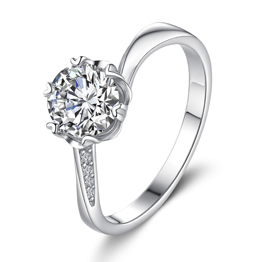 925 Sterling Silver Elegant  Zircon Fashion Engagement Ring