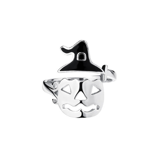 925 Sterling Silver Halloween Skull Open Ring