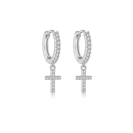 925 Sterling Silver Cross Earrings