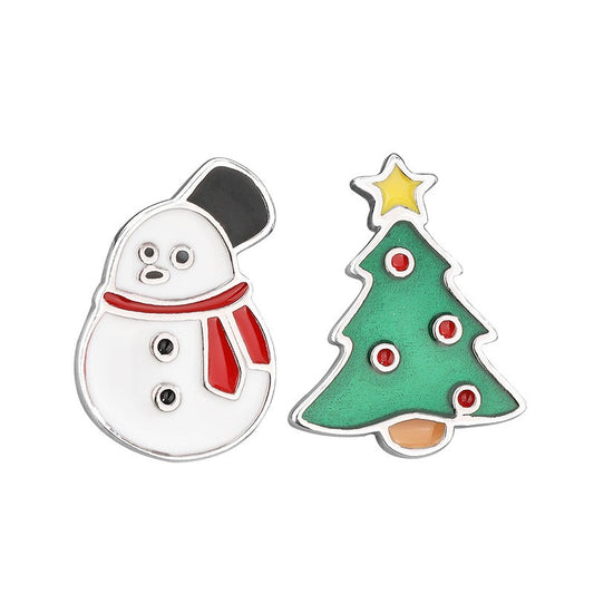 925 Sterling Silver Snowman Tree Festival Earrings