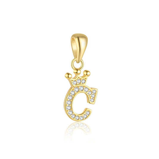 925 Sterling Silver A-Z Crown Zircon Pendant For Jewelry DIY