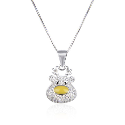 925 Sterling Silver Christmas Elk Necklace