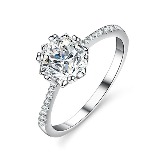 925 Sterling Silver Elegant  Zircon Fashion Engagement Ring