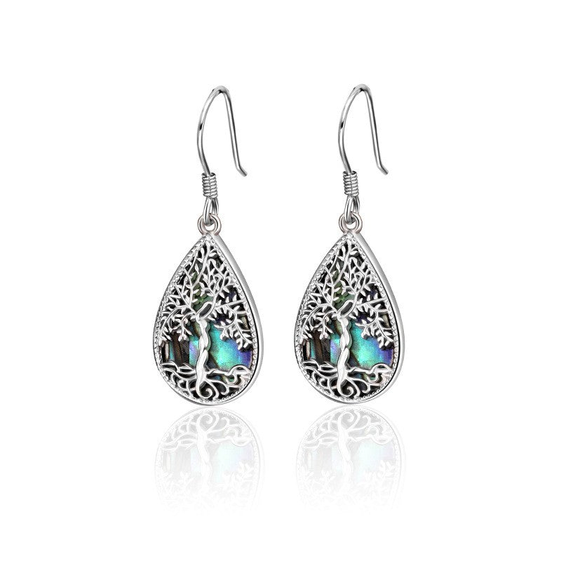 925 Sterling Silver Tree of Life Huggie Earrings