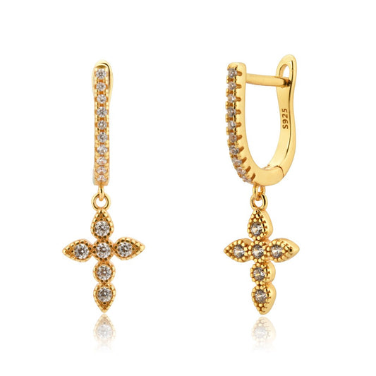 925 Sterling Silver Cross Earrings