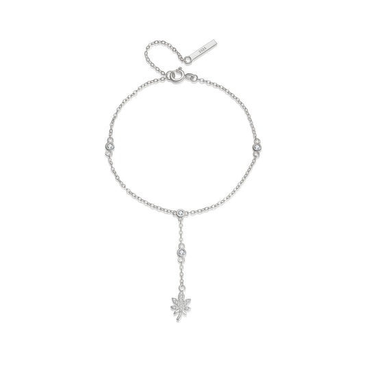 925 Sterling Silver Leaf Pendant Fashion Bracelet