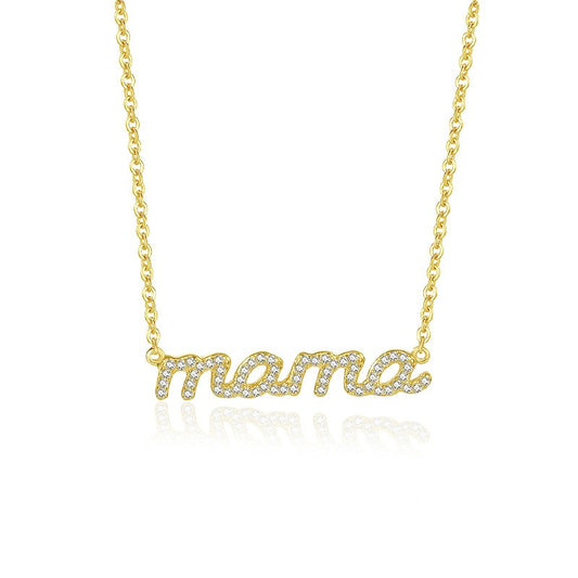 925 Sterling Silver MAMA Initial Pendant Necklace