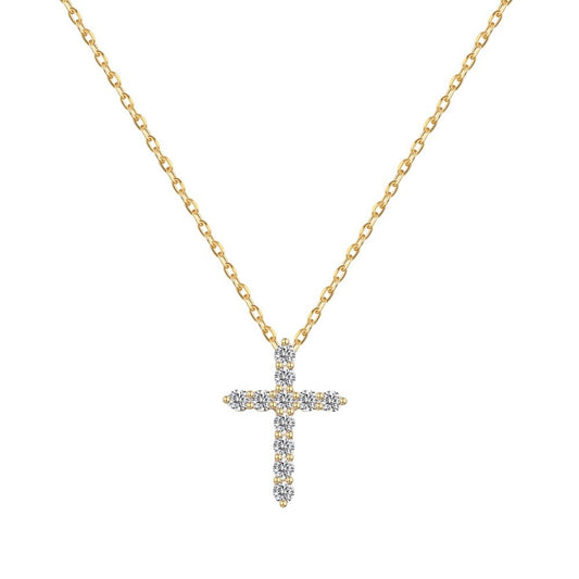 Collar con colgante de cruz de plata de ley 925
