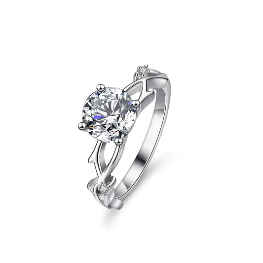 925 Sterling Silver Elegant  Zircon Fashion Engagement Ring