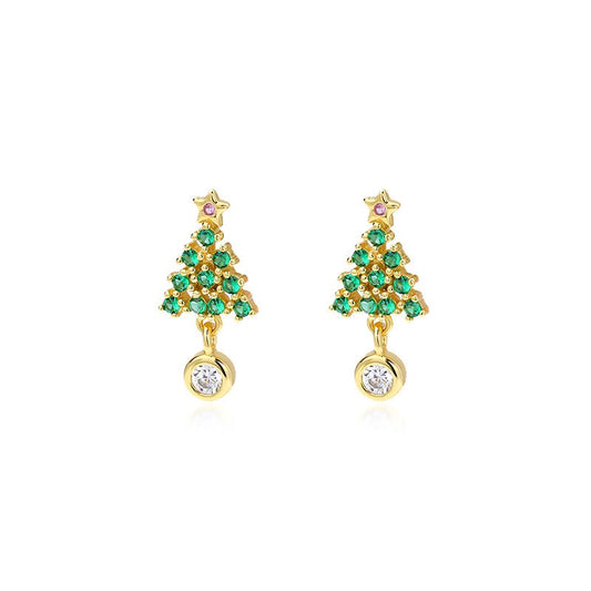 925 Sterling Silver Christmas Tree Festival Earrings