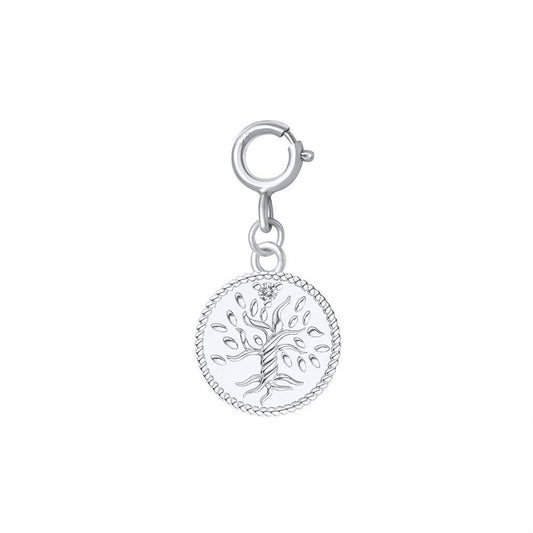 925 Sterling Silver Tree of Life Charm With Spring Clasp For Necklace Jewelry DIY