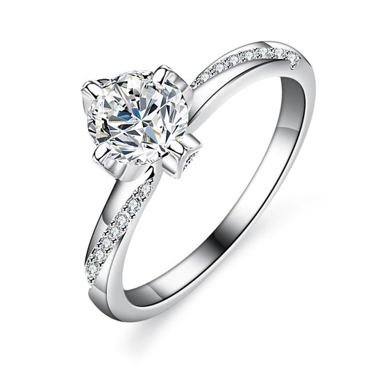 925 Sterling Silver Elegant  Zircon Fashion Engagement Ring