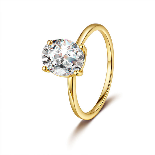 925 Sterling Silver Elegant Gold Plated Zircon Fashion Ring