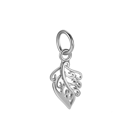 925 Sterling Silver Hollow Leave Charm For Jewelry DIY