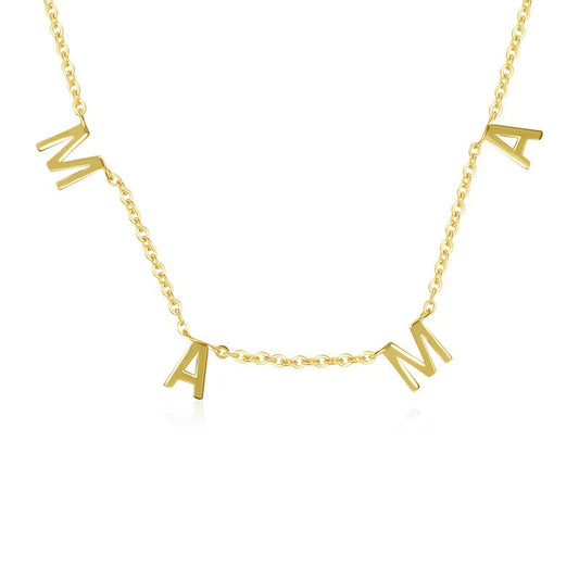 925 Sterling Silver M-A-M-A Initial Pendant Necklace