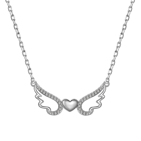 925 Sterling Silver Angel Wings Fashion Necklace