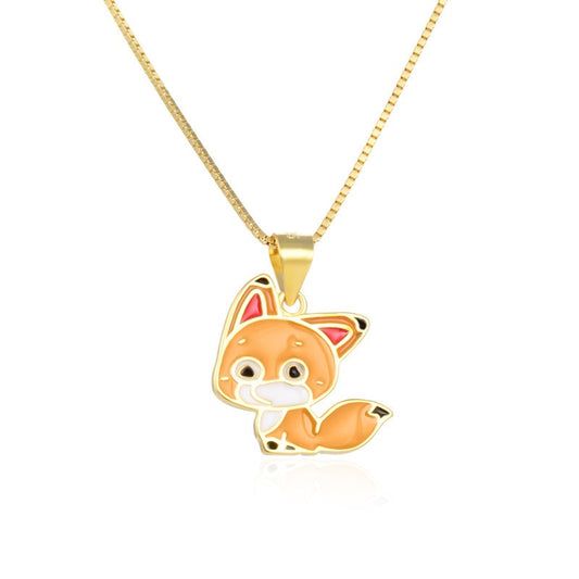 925 Sterling Silver Fox Cute Necklace