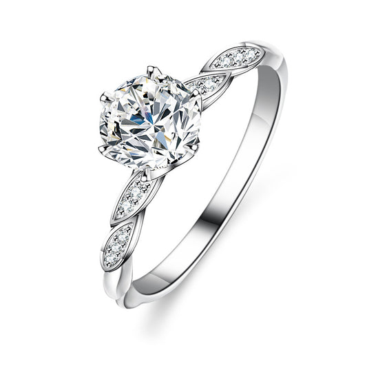 925 Sterling Silver Elegant  Zircon Fashion Engagement Ring