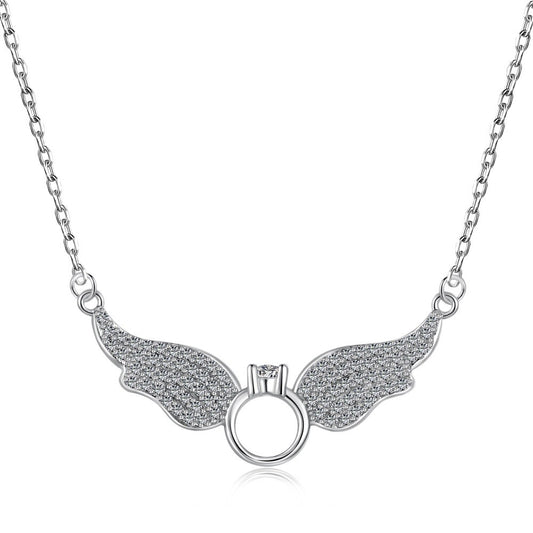 925 Sterling Silver Angel Wings Fashion Necklace