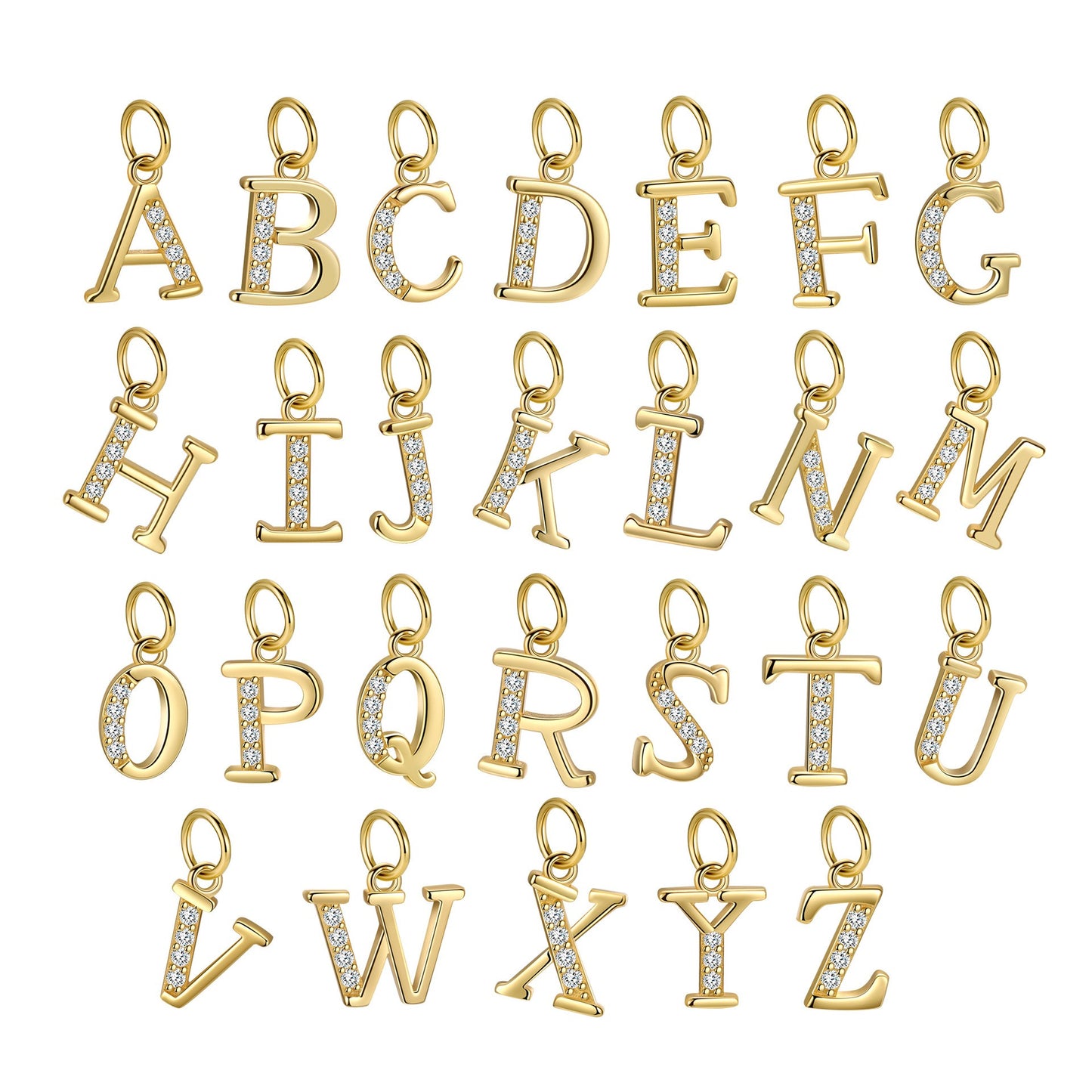 925 Sterling Silver Charm Letter A-Z With Zircon For Jewelry DIY